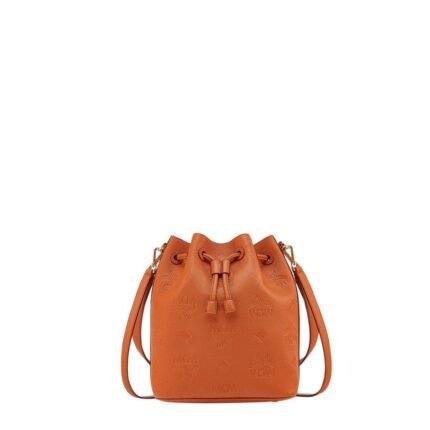 MCM MEDIUM DESSAU DRAWSTRING IN EMBOSSED MONOGRAM LEATHER BROWN