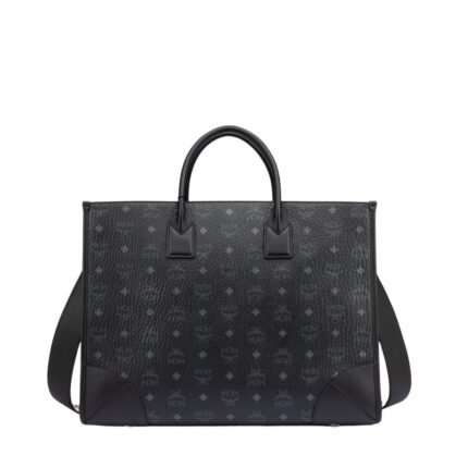 MCM X-LARGE MUNCHEN TOTE IN VISETOS BLACK