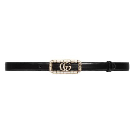 GUCCI THIN BELT WITH CRYSTAL DOUBLE G BUCKLE