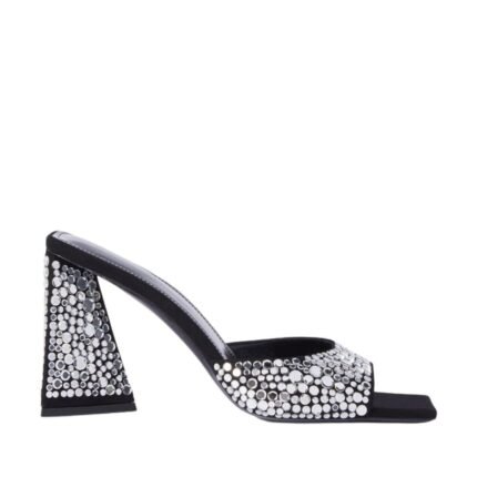 THE ATTICO ''MINI DEVON'' BLACK AND SILVER MULE