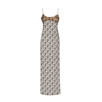 THE ATTICO CHAMPAGNE AND BLACK LONG DRESS