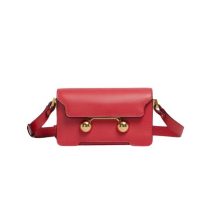 MARNI RED LEATHER TRUNKAROO MEDIUM SHOULDER BAG
