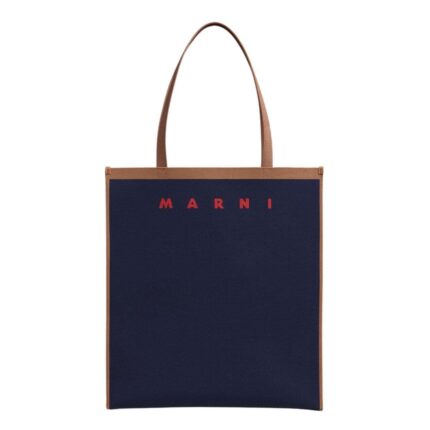 MARNI TRUNK SOFT IN BLUE AND BROWN KNIT FABRIC