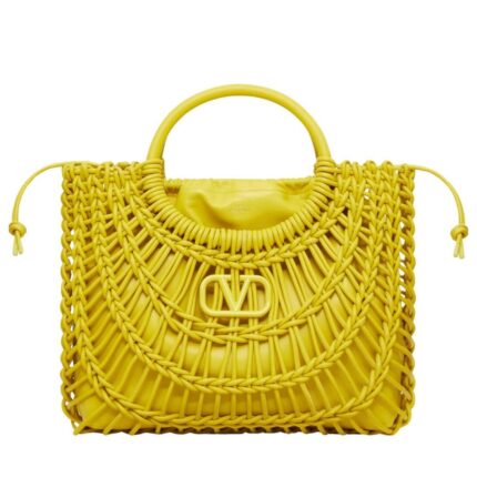 VALENTINO GARAVANI ALLKNOTS WOVEN LEATHER SHOPPER