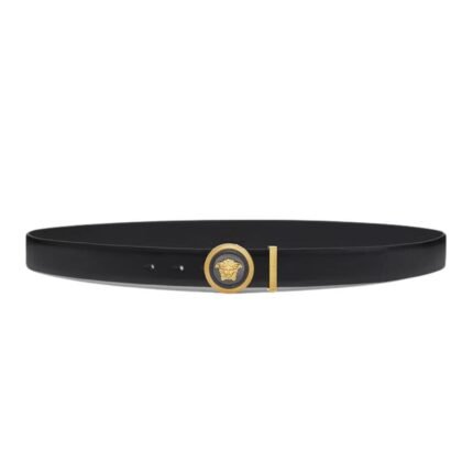 VERSACE MEDUSA BIGGIE ENAMEL LEATHER BELT 4 cm