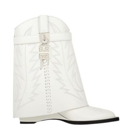 GIVENCHY SHARK LOCK COWBOY ANKLE BOOTS IN LEATHER
