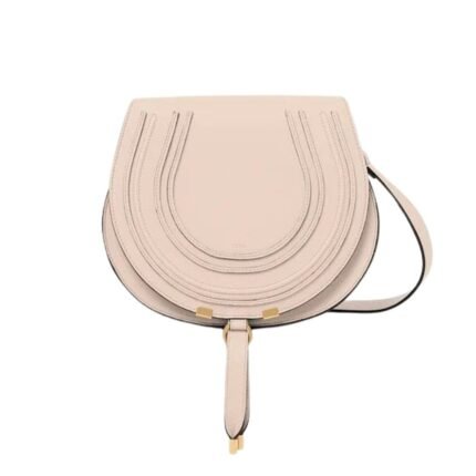 CHLOE SMALL MARCIE SADDLE BAG IN SHINY LEATHER DEEP BEIGE