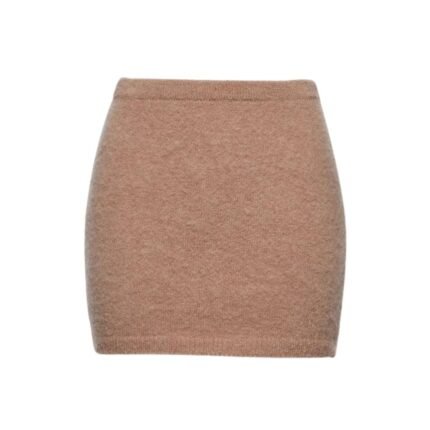 MAGDA BUTRYM MOHAIR MINI SKIRT IN CARAMEL