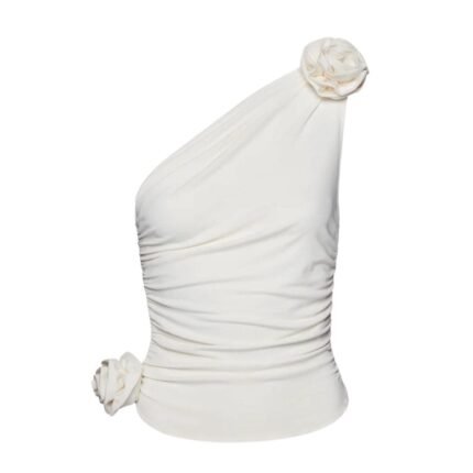 MAGDA BUTRYM ONE SHOULDER T SHIRT IN CREAM
