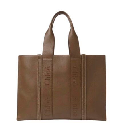 CHLOE LARGE WOODY TOTE BAG DARK NUT