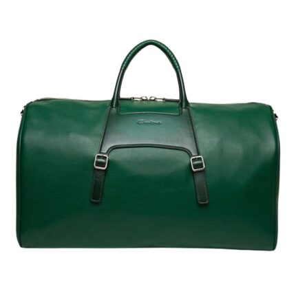 SANTONI GREEN LEATHER WEEKEND BAG