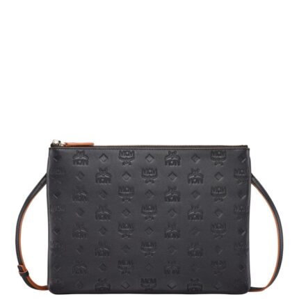 MCM MEDIUM AREN CROSSBODY POUCH IN MONOGRAM LEATHER BLACK