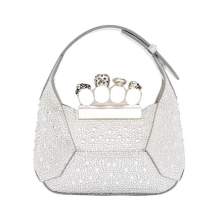 ALEXANDER MCQUEEN WOMENS THE JEWELLED HOBO MINI BAG IN SILVER