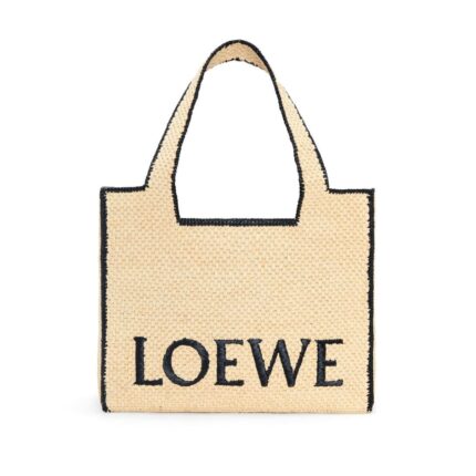 LOEWE FONT TOTE LARGE BAG IN RAFFIA