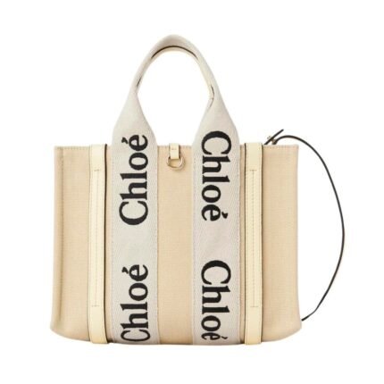 CHLOE SMALL WOODY TOTE BAG COCONUT MILK