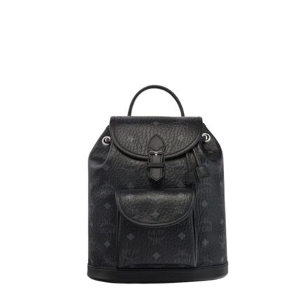 MCM MINI AREN DRAWSTRING BACKPACK IN VISETOS BLACK
