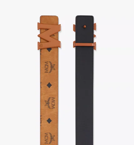 MCM CLAUS TONAL M REVERSIBLE BELT 1.5” COGNAC