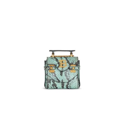 BALMAIN B-BUZZ SNAKESKIN-EFFECT LEATHER MINI BAG