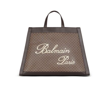 BALMAIN OLIVIER's CABAS IN CANVAS AND LEATHER
