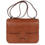 HERMÈS CONSTANCE 1-24 GOLD MATTE ALLIGATOR MARQUETTE PALLADIUM HARDWARE