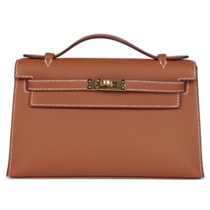 HERMÈS KELLY POCHETTE GOLD SWIFT GOLD HARDWARE