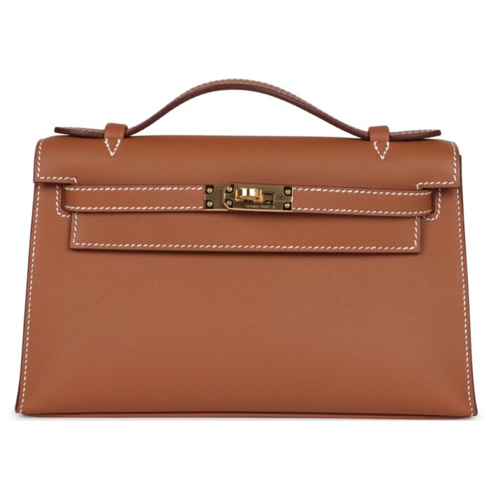 HERMÈS KELLY POCHETTE GOLD SWIFT GOLD HARDWARE