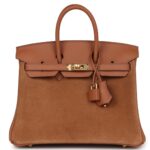 HERMÈS BIRKIN 25 CHAMOIS GRIZZLY AND GOLD SWIFT GOLD HARDWARE