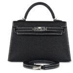 HERMÈS SPECIAL ORDER HSS KELLY SELLIER 20 BLACK CHEVRE MYSORE PALLADIUM HARDWARE