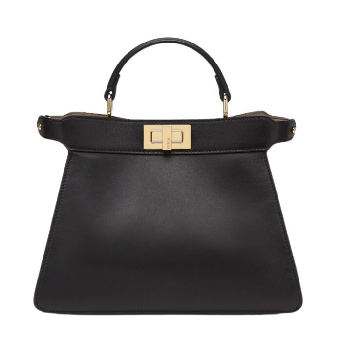 FENDI PEEKABOO ISEEU SMALL BLACK CALF LEATHER BAG