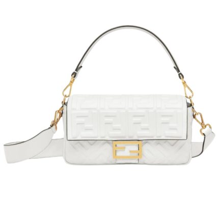 FENDI BAGUETTE WHITE LEATHER BAG