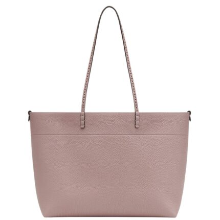 FENDI MEDIUM ROLL BAG MAUVE PINK SELLERIA SHOPPER WITH 218 HAND-SEWN TOPSTITCHES