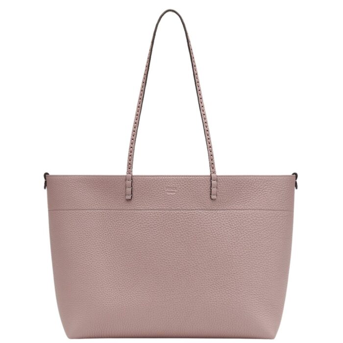FENDI MEDIUM ROLL BAG MAUVE PINK SELLERIA SHOPPER WITH 218 HAND-SEWN TOPSTITCHES