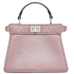 FENDI PEEKABOO ISEEU PETITE METALLIC PINK SELLERIA BAG WITH 306 HAND-SEWN TOPSTITCHES