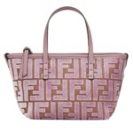 FENDI ROLL MINI MAUVE PINK FF JACQUARD VELVET MINI-BAG