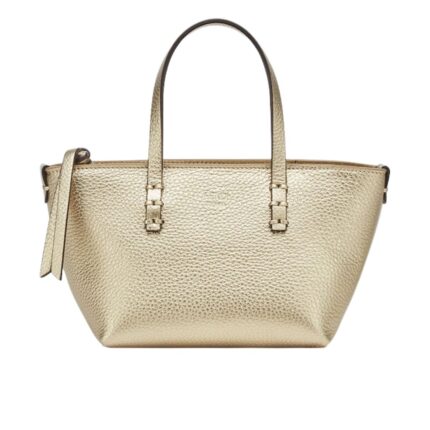 FENDI ROLL MINI CHAMPAGNE-COLORED SELLERIA MINI-BAG WITH 62 HAND-SEWN TOPSTITCHES