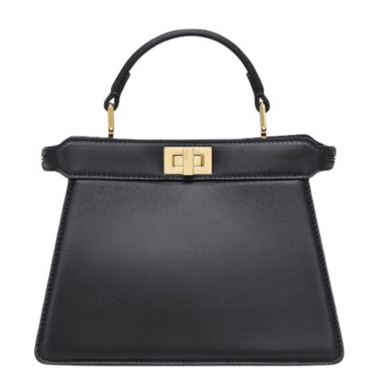 FENDI PEEKABOO ISEEU PETITE BLACK PADDED NAPPA LEATHER BAG