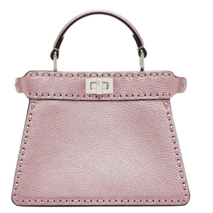 FENDI PEEKABOO ISEEU PETITE METALLIC SELLERIA BAG WITH 306 HAND-SEWN TOPSTITCHES