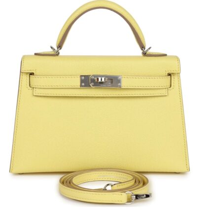 HERMÈS KELLY SELLIER 20 LIMONCELLO CHEVRE PALLADIUM HARDWARE