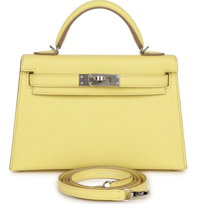 HERMÈS KELLY SELLIER 20 LIMONCELLO CHEVRE PALLADIUM HARDWARE