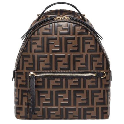 FENDI MINI BACKPACK BROWN LEATHER FF BACKPACK