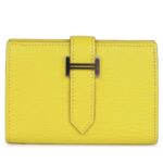 HERMÈS BEARN MINI WALLET LIME CHEVRE MYSORE PALLADIUM HARDWARE