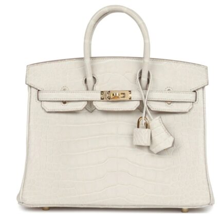 HERMÈS BIRKIN 25 BETON MATTE ALLIGATOR GOLD HARDWARE