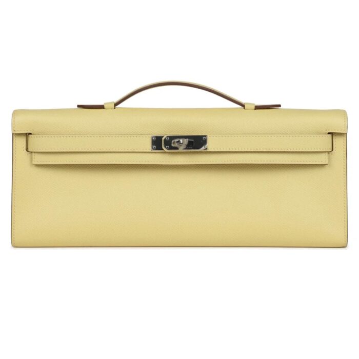 HERMÈS KELLY CUT JAUNE POUSSIN EPSOM PALLADIUM HARDWARE