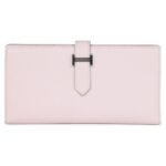 HERMÈS BEARN GUSSET LONG WALLET MAUVE PALE EPSOM PALLADIUM HARDWARE