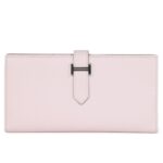 HERMÈS BEARN GUSSET LONG WALLET MAUVE PALE EPSOM PALLADIUM HARDWARE