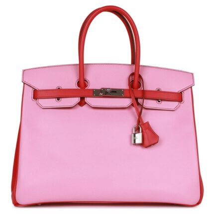 PRE-OWNED HERMÈS SPECIAL ORDER (HSS) BIRKIN 35 BUBBLEGUM AND BOUGAINVILLEA EPSOM PALLADIUM HARDWARE