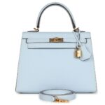 HERMÈS KELLY SELLIER 25 BLEU BRUME EPSOM GOLD HARDWARE