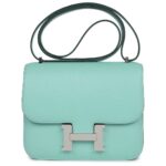 HERMÈS CONSTANCE 18 AQUA CHEVRE PALLADIUM HARDWARE