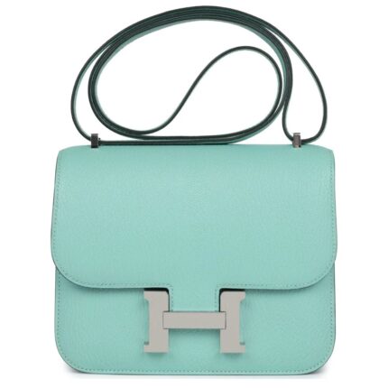 HERMÈS CONSTANCE 18 AQUA CHEVRE PALLADIUM HARDWARE