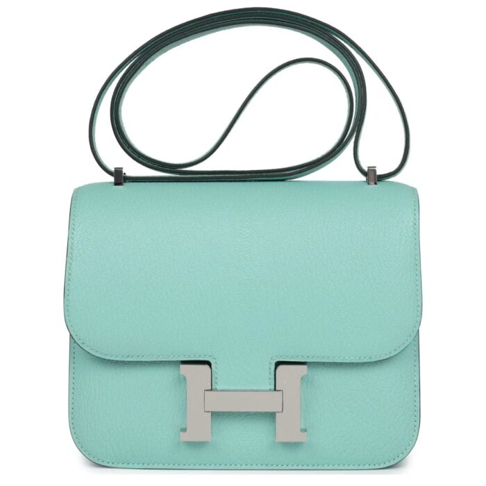 HERMÈS CONSTANCE 18 AQUA CHEVRE PALLADIUM HARDWARE
